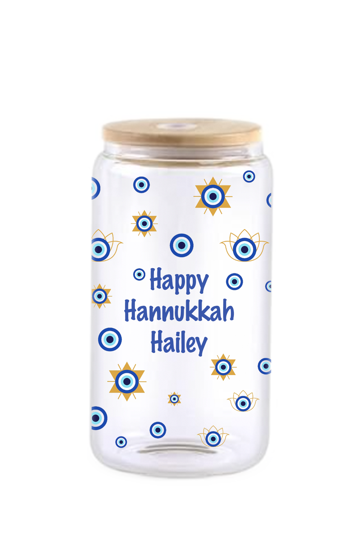 Customizable 16 OZ Glass Cups with Bamboo Lids