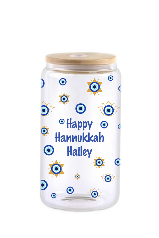 Customizable 16 OZ Glass Cups with Bamboo Lids