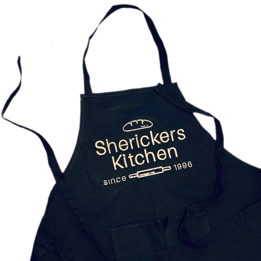 Black Cotton Embroidered Apron